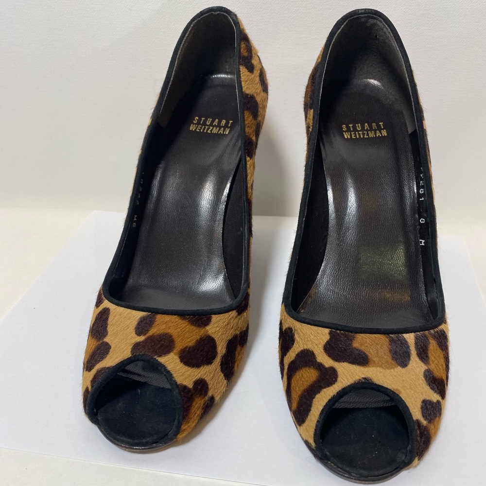 Stuart Weitzman Leopard Animal Print Wedge Shoe 8m